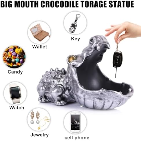 Alligator Statue Key Bowl - Silver