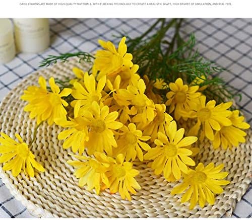 Artificial Flower Set with Glass Vase Yellow and White Daisies