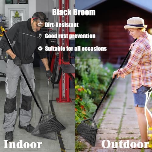 Heavy Duty Angle Broom 2 Pack with Longer Handle