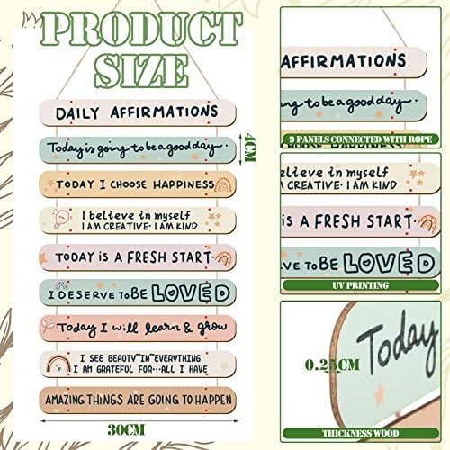 Gerrii Positive Affirmations Wall Decor Rainbow Wooden Art