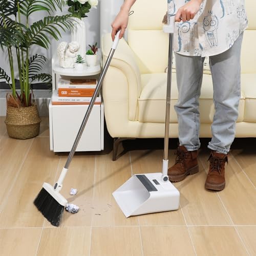 MUCKLILY 3 in 1 Broom and Dustpan Set