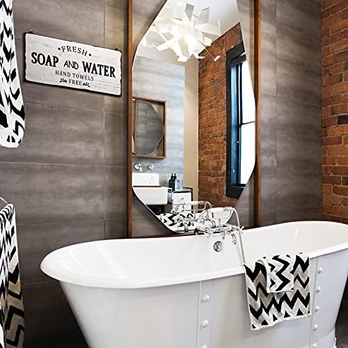 Jetec Farmhouse Bathroom Wood Sign with Hooks