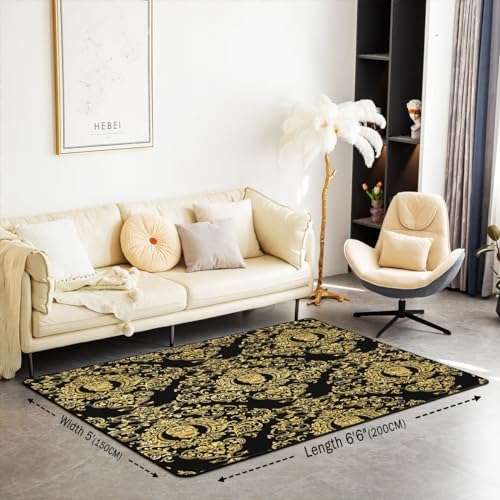 Feelyou 3x5 Feet Damask Floral Area Rug