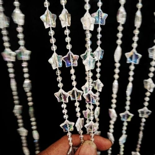 Ave Split Shiny Transparent Star Beaded Curtain