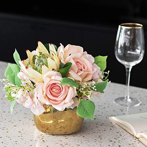 Artificial Flowers with Eucalyptus Berries Silk Rose Bouquet