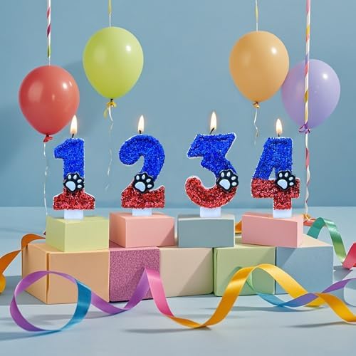 Feryto 3 Inch Blue Dog Paw Birthday Candles