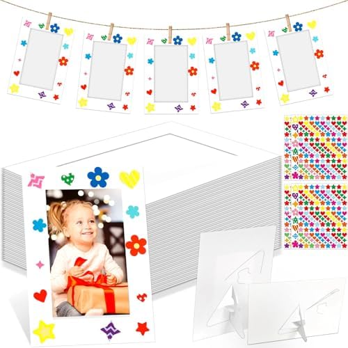 150 Pcs White Paper Frames with Stickers for Kids DIY