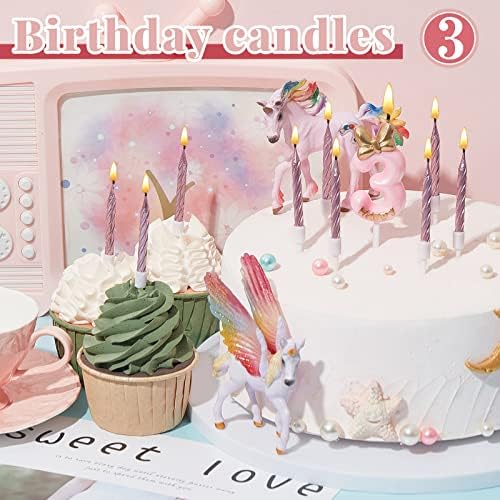 BBTO Number 3 Pink Birthday Candle with 10 Cupcake Candles in Holders