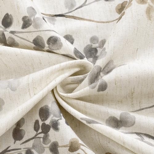 BGment Linen Curtains 72 Inch 2 Panels Floral Leaf Brown