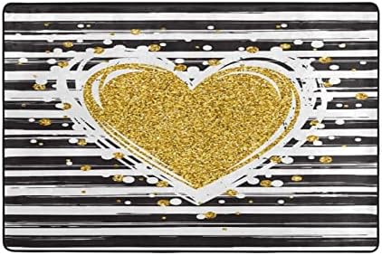 VIGTRO Gold Glitter Heart Non-Slip Area Rug 36x24
