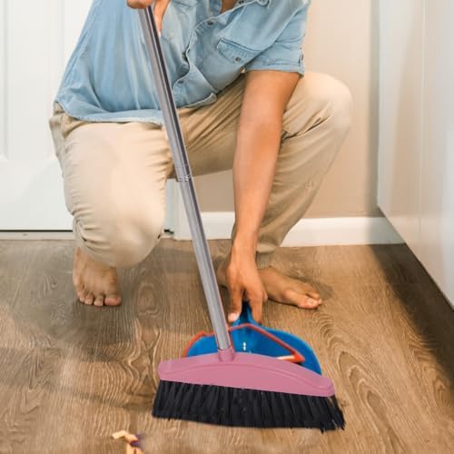 Luxshiny Pink Angle Broom for Indoor Cleaning