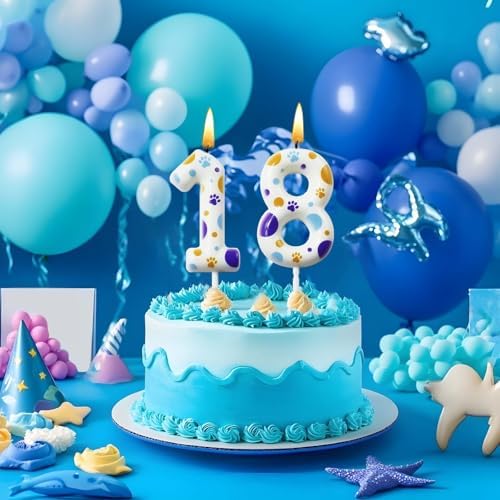 Kandelo Number Dog Paw Birthday Candles 1 White