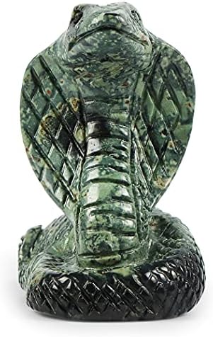 SMQ Crystal Snake Statue 2 Inch Natural Kambaba Jasper Decor