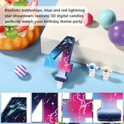 SAVITA Star Number 4 Birthday Candle with Universe Design 1