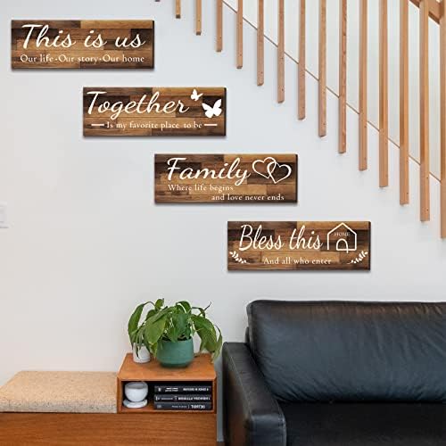Joyhawk 4 Piece Wall Signs Set Rustic Wooden Farmhouse Decor