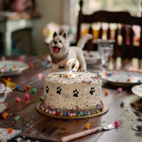 Blue Dog Paw Themed Birthday Candles for Boys Girls