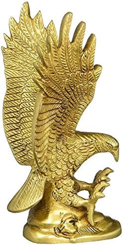 Brass Eagle Statue with Gold Finish 16 cm Decorative Figurine