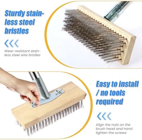 Stainless Steel Wire Floor Brush with 4-Section Handle