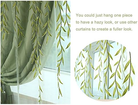 Ufurty 2 Pieces Willow Leaf Sheer Curtains