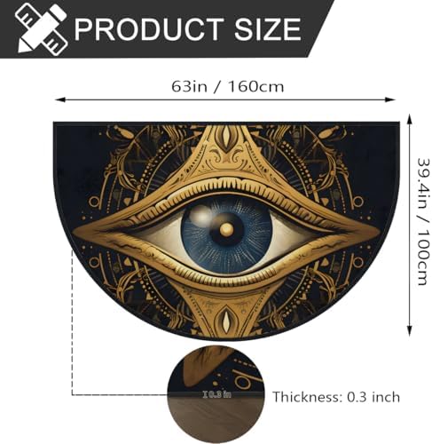 Boho Magic Eye Half Round Area Rug 63x394 Inch 1