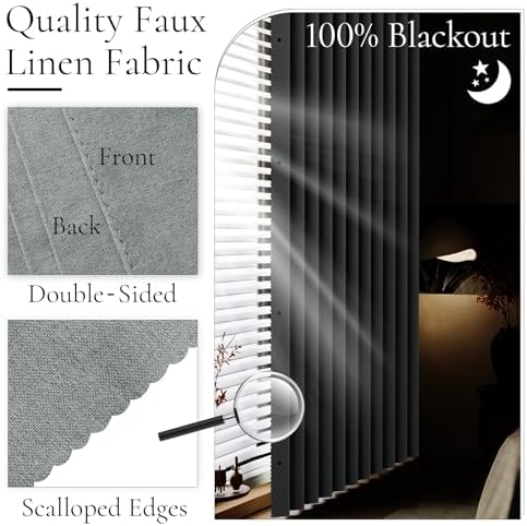 HMYI Magnetic Pleated Curtains - 100 Blackout Thermal Insulated Door Drapes