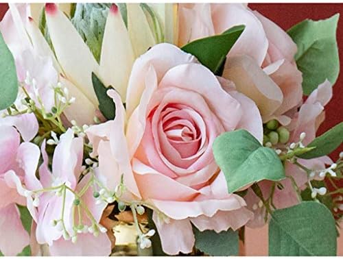 Artificial Flowers with Eucalyptus Berries Silk Rose Bouquet