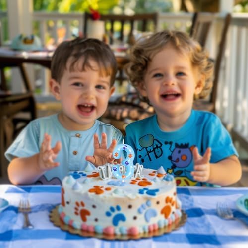 Blue Dog Paw Birthday Candles 3rd Birthday Party Supplies