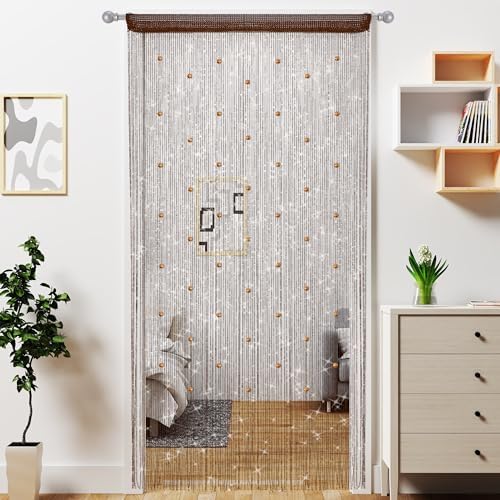 Beaded Curtain Door String Curtains with Glitter Fringe