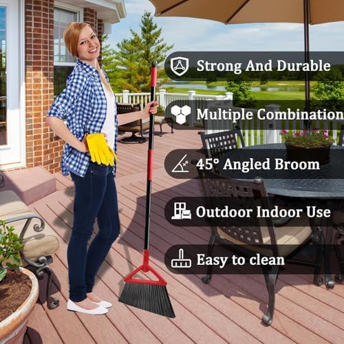 4PCS Heavy-Duty Broom Set for Indoor Outdoor Cleaning