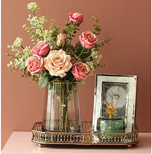 Artificial Flowers with Glass Vase Set for Home Decor