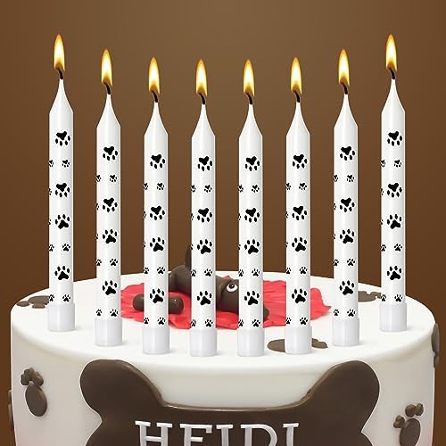 Lidmada 12Pcs Paw Print Birthday Candles for Pet Parties