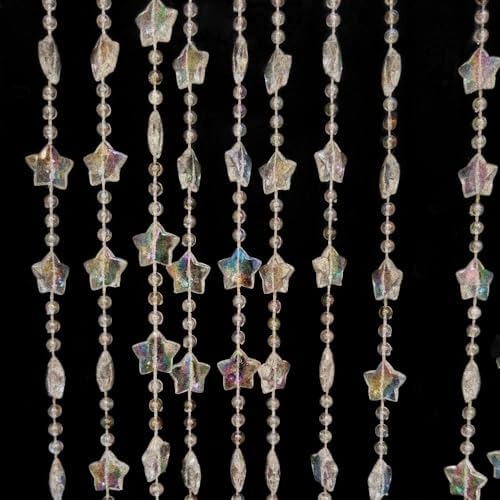 Ave Split Shiny Transparent Star Beaded Curtain