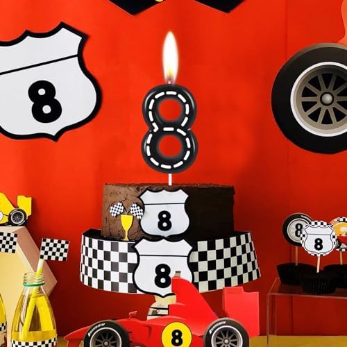 ZHIHUI Racing Cars Birthday Candle Cake Topper