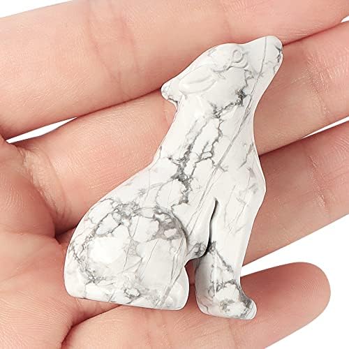 Artistone White Howlite Wolf Statue 20 Inch