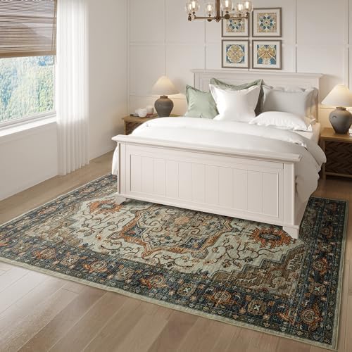 Kaspene Home Umber Washable Rug 4x6 Cider Brown