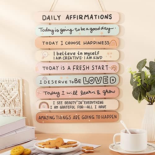 Gerrii Positive Affirmations Wall Decor Rainbow Wooden Art