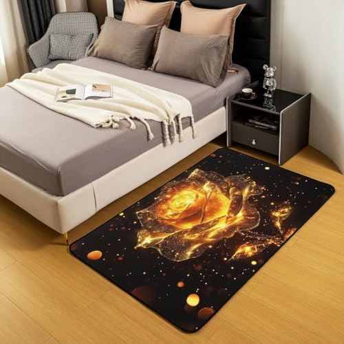 Jejeloiu Gold Romantic Rose Indoor Floor Mat 5x7