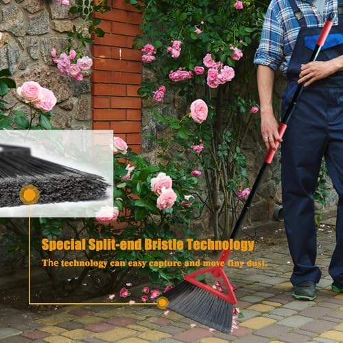 Heavy Duty Commercial Angle Broom with Red Handle