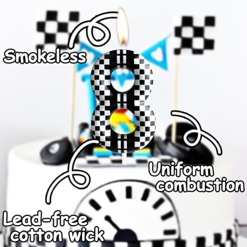 Number 3 Racing Cars Birthday Candle Cake Topper