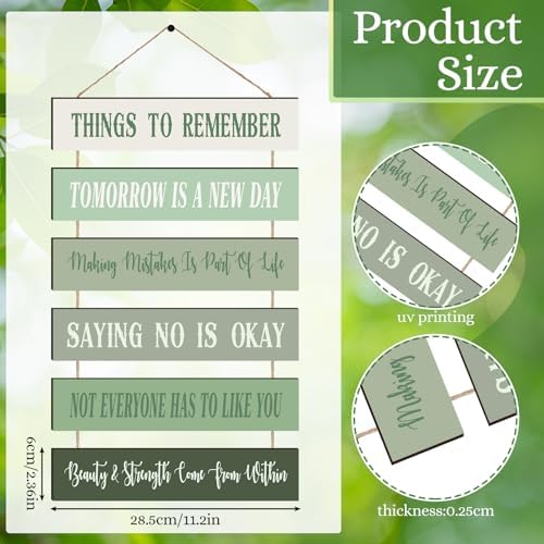 Pinkunn Sage Green Pink Inspirational Wooden Wall Art