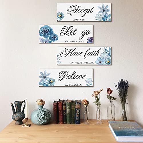 Joyhawk 4 Piece Blue Flower Wall Decor Set