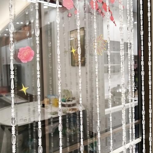 Ave Split Beaded Curtain Doorway 39x787 Inch Clear Acrylic Hanging Screen
