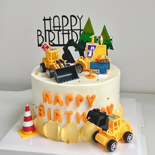 JonesLi Construction Birthday Candle - Number 4 Digger Decor