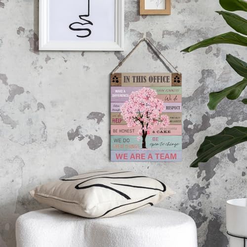 GUDIAO Office Quote Pink Tree Wall Decor Sign