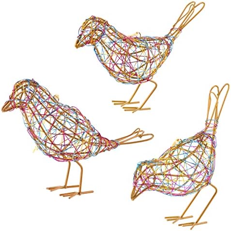 Modern Table Decor Set of 3 - Handmade Metal Bird Sculptures