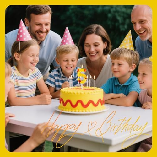 Candsun Cartoon Yellow Birthday Candles Number 5 1