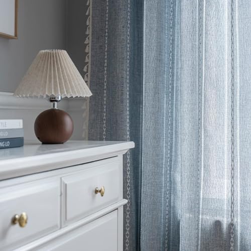 ColorBird Blue Striped Linen Curtains 2 Panels