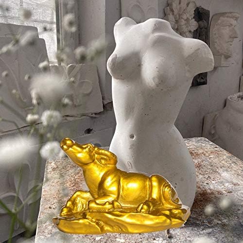 CIFIBIFUN Fengshui Resin Cow Statue Bull Figurine Golden Table Decor