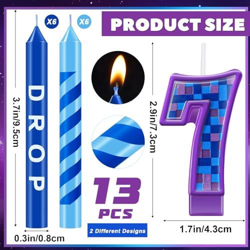 MTLee 13 Pcs Video Game Birthday Candles with Number 7 1