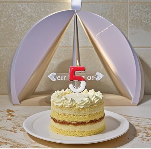 Cartoon Red White Birthday Candle - Anime Design 5 Number